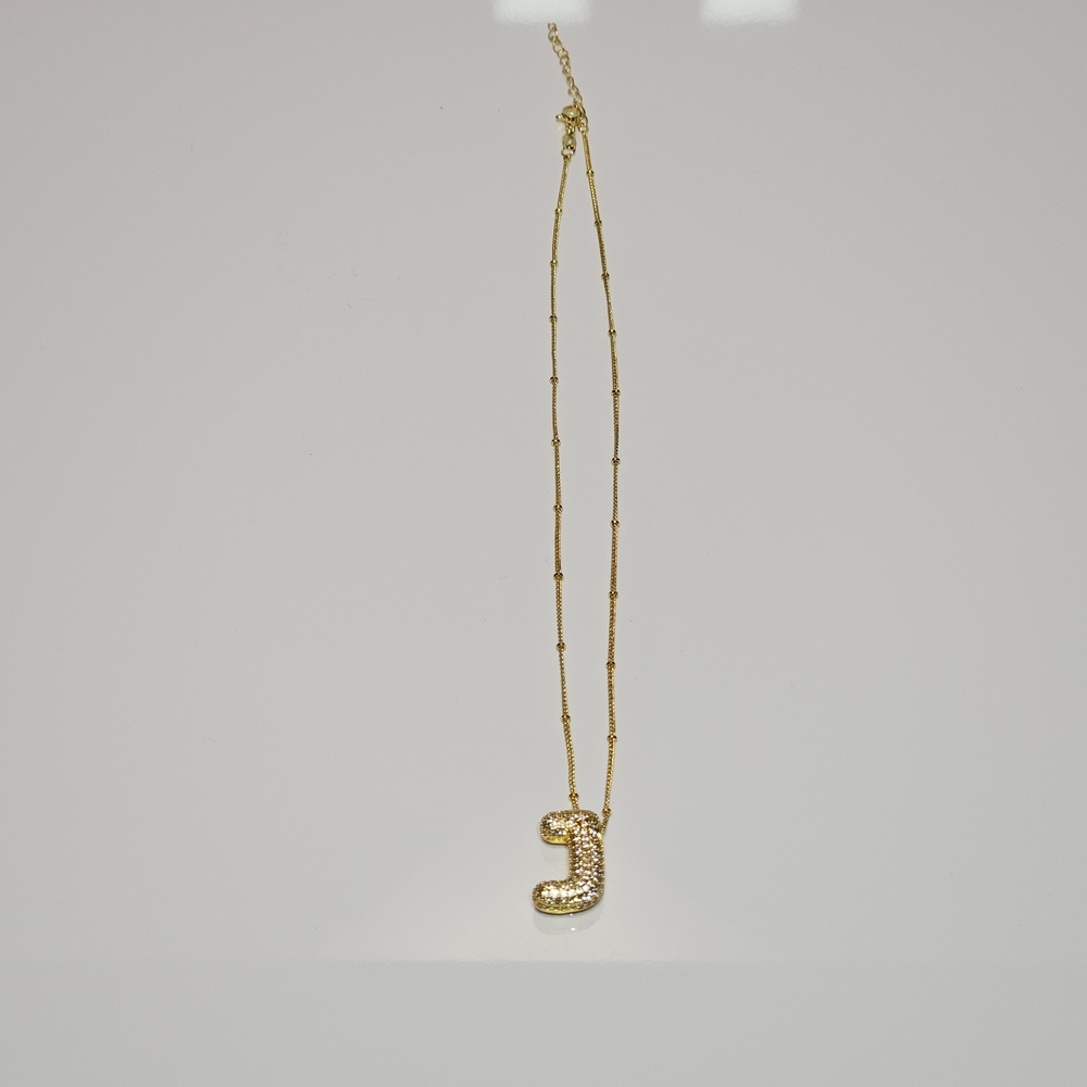 Sparkling Gold Tone Initial 'J' Necklace Adjustable Length